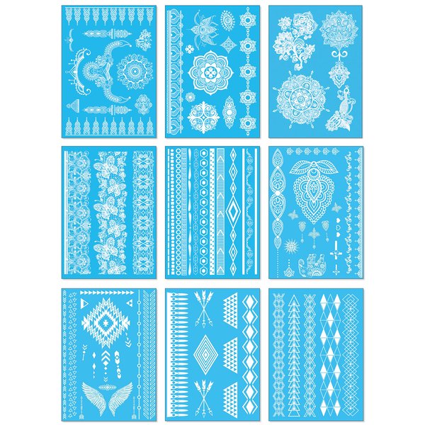 White Lace Temporary Tattoos for Women Teens Girls - 9 Sheets White Lace Fake Stickers - Bride Wedding Cool Tattoo Designs Jewelry Tattoos - 100+ White Flash Realistic Waterproof Transfer