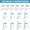 SATANTECH 500pcs Pop Rivets Assortment Kit,14 SAE Sizes Aluminum Rivets (3/32" 1/8" 5/32" 3/16" 1/4"), Assorted Blind Rivets with Reinfored Divider & Labeled Case