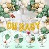 Sage Green Baby Shower Decorations,Boho Greency Neutral Balloon Arch with Oh Baby Balloon Banner Green Gold Balloons For Boy Girl Woodland Baby Shower Birthday Party Supplies
