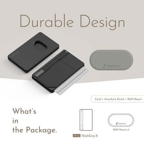 SleekStrip Mag SleekGrip X, Magnetic Wallet with Phone Grip, Compatible with MagSafe Wallet and Phone Stand, Leather Privacy Flap, Compatible with iPhone 15 14 13 12 Series