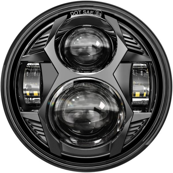 5.75 Inch Round Led Headlight 51W 5-3/4" Headlight Compatible with Harley Dyna Sportster Iron 883 Street Rod Street Bob Softail Deuce Custom Super Wide Glide Motorcycle, Black