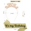 ACO-UINT Birthday Crown for Girls, Cute Birthday Sash & Birthday Tiara for Women Set, Sweet Birthday Headband Birthday Decorations It's My Birthday Headband Birthday Gifts for Women (Champagne)