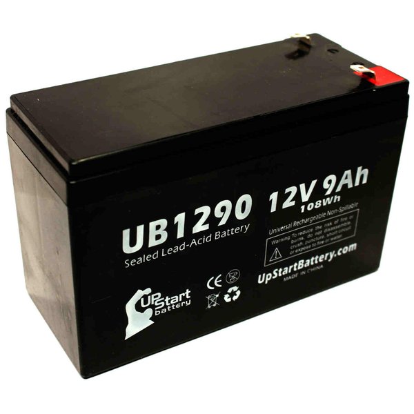 Replacement for Opti 280e Battery - Replacement UB1290 Universal Sealed Lead Acid Battery (12V, 9Ah, 9000mAh, F1 Terminal, AGM, SLA) - Includes Two F1 to F2 Terminal Adapters