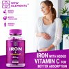 Iron Supplement for Women & Men with Vitamin C, Iron Gummies for Adults 40mg Iron and 100mg Vitamin C, Free Blood Builder for Anemia, Natural Grape Flavor, 30 Day Supply