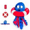 BULLTUG - Octopus Dog Toy Set | 3-in-1 Interactive Fun: Squeaky Plush Octopus with Crinkly Bungee Arms, Durable Life Ring, Hidden Spiky Squeaker | Easy to Clean, Dog Sizes
