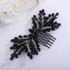Teyglen Crystal Bride Wedding Hair Comb Black Rhinestone Hair Side Comb Crystal Hair Piece Bridal Hair Accessories Flower Headpiece for Women Girls (Black 2)