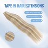 Sixstarhair Tape In Hair Extensions Natural Remy Human Hair with Beautiful Color, Light Chestnut Brown Mixed with Platinum Blonde Silky Straight Real Human Hair [Color P8-60#-20 inch]