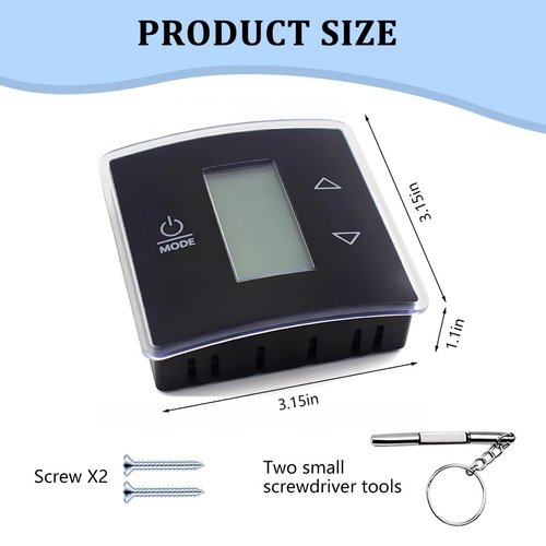 3316250.712 RV Single Zone Wall Thermostat, Manual Regulator RV Analog Thermostat Replacement with Backlight LCD Display, Micro Precise Temperature Control for Camper Conditioners (Black)