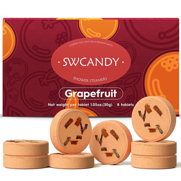 Aromatherapy Shower Steamers Birthday Day Gifts Grapefruit - Swcandy 8 Pcs Bath Bombs Birthday Gifts for Women, Shower Bombs with Essential Oils, Relaxation Home SPA for Women Who Has Everything
