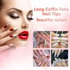 Natural Coffin Nails Tips - 500PCS French False Nail Tips for Acrylic Nails Professional,10 Sizes Long Half Cover Ballerina Nail Tips Fake Nails with Nail Clipper, Nail Buffer Polishing Block