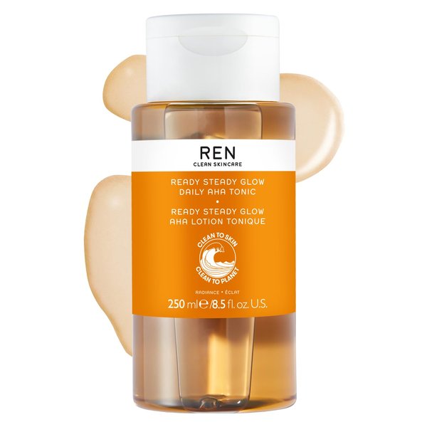 REN Clean Skincare AHA BHA Liquid Exfoliant Tonic for Face - Salicylic & Lactic Acid Exfoliator with Azelaic Acid Precursors, Radiance Exfoliating Toner, 8.5 Fl Oz