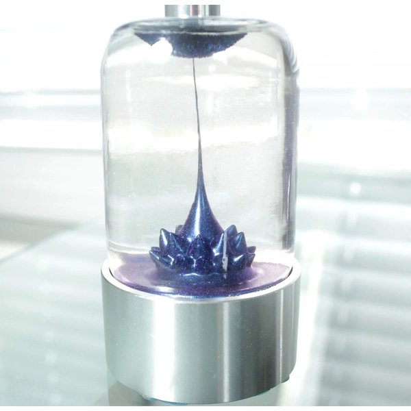 MTR Designs Spike Blue Colored Ferrofluid in a Bottle Magnetic Liquid Sculpture Educational Display Executive Desk Toy