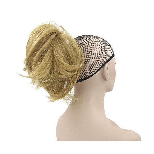 IMISSU Curly Flexible Claw Ponytail Hairpieces Synthetic Clip In Hair Extensions Little Pony Tail Hair Pieces (Honey Blonde)