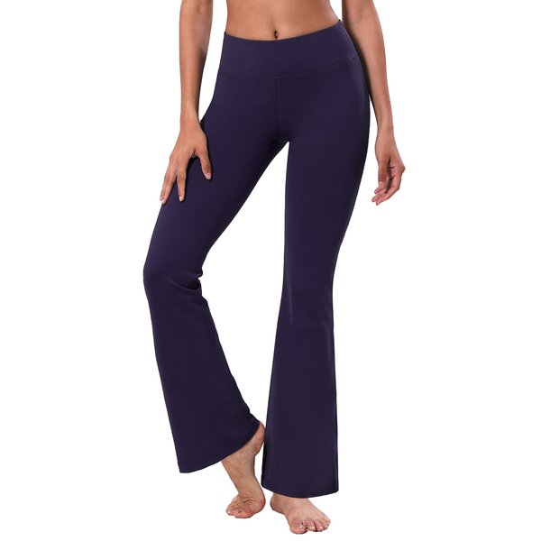 BUBBLELIME 29"/31"/33"/35" 4 Styles Women's Bootcut Yoga Pants Tummy Control - Basic Bootleg_Darkpurple S_33" Inseam
