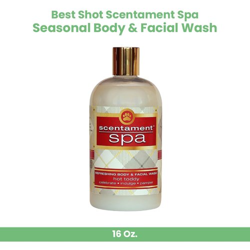 Best Shot Scentament Spa Seasonal Body and Facial Wash, Tearless Shampoo, Hypoallergenic Body Wash, Removes Tear Stains, Hot Toddy, 16 Oz.
