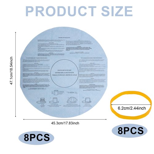 8pcs Dry Disc Vacuum Filters, Reusable Wet Dry Vac Filter Wet Dry Vacuum Cleaners Replacement Parts with Retaining Bands Compatible with Most 5 Gallon and Larger VF2002 90107