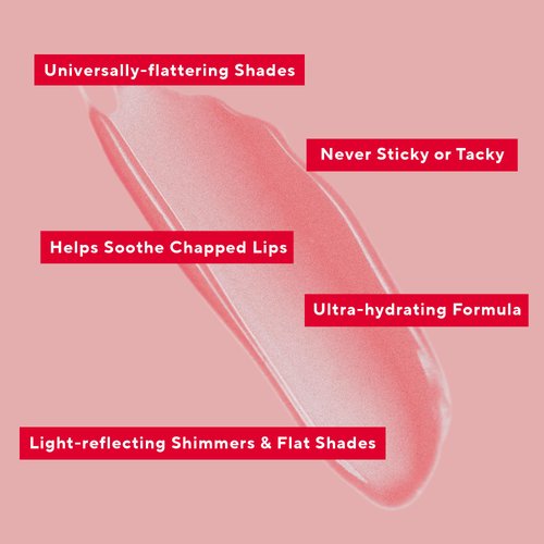 Mirabella Luxe Advanced Formula Moisturizing Lip Gloss, Long-Lasting Lip Gloss with a Glossy, Non-Sticky, and Shiny Finish Hydrates with Vitamin E, Jojoba, and Sweet Almond Oil, Lustre