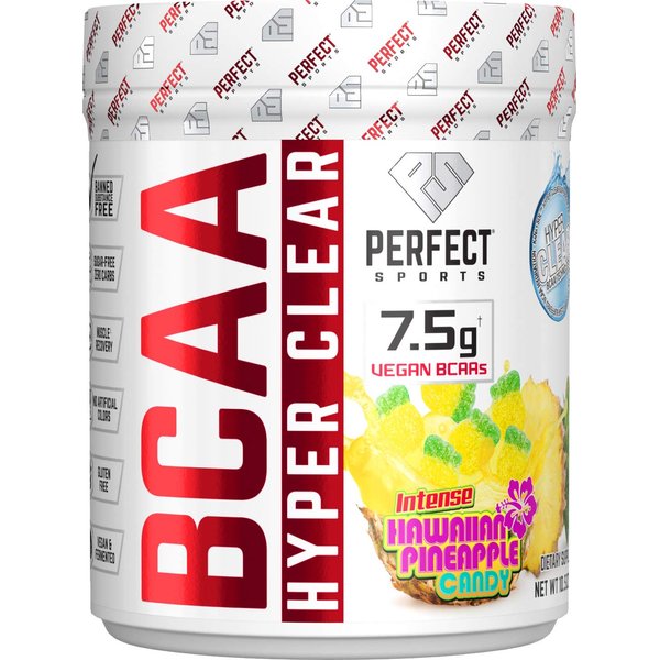 PERFECT SPORTS, BCAA Hyper Clear, 7.5G Vegan BCAAs 297G Intense Hawaiian Pineapple