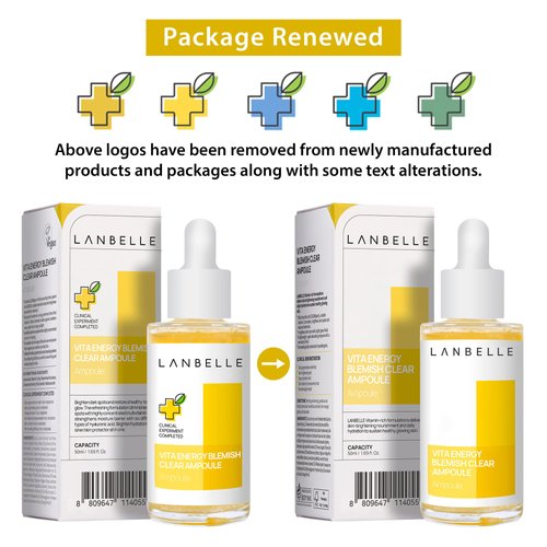 LANBELLE Vita Energy Blemish Clear Ampoule 83% Vitamin C Serum Vegan w/Lemon Water Niacinamide Volufiline for Hyperpigmentation Skin-barrier No Stickiness Irritation Radiant Glowing Skin 1.7 Fl Oz