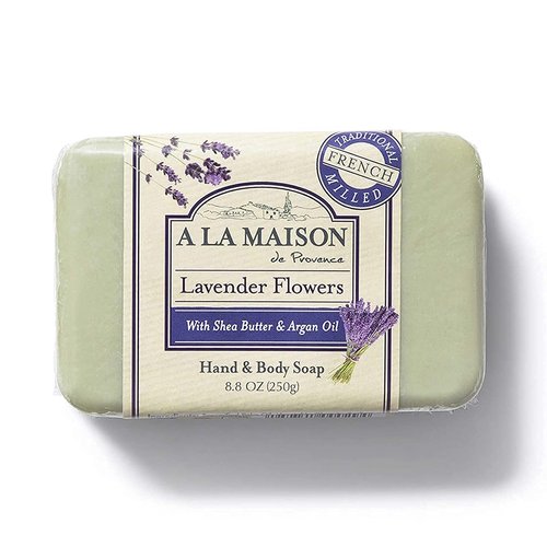 A LA MAISON Lavender Flower Bar Soap - Triple French Milled Natural Moisturizing Hand Soap Bar (1 Bar of Soap, 8.8 oz)