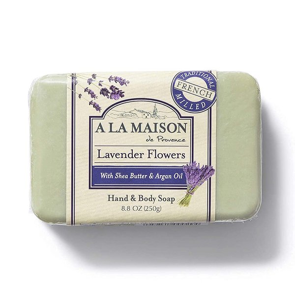 A LA MAISON Lavender Flower Bar Soap - Triple French Milled Natural Moisturizing Hand Soap Bar (1 Bar of Soap, 8.8 oz)