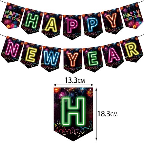 Qpout Happy New Year Decorations 2025 Colorful Happy New Year Banner & Ceiling Hanging Swirls Perfect for New Years Eve Party Supplies 2025