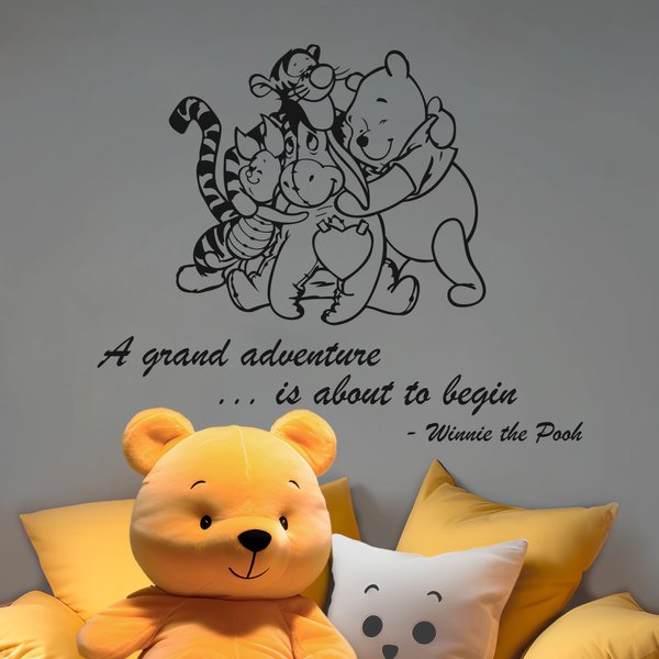 Winnie Pooh & Friends - A Grand Adventure is About to Begin Quote Baby Room Wall Decal- Decal for Baby's Room (Wide 22" x 18" Height)