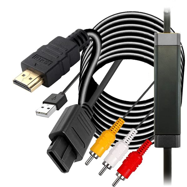 2 in 1 N64 to HDMI 10ft Converter OR RCA to HDMI Cable,N64 to 2 TV Splitter(hdmi and RCA) with Earphone or Sound, Compatible SNES/N64 Game Console