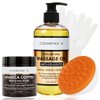 Cellulite Massage Oil, Coffee Scrub, Massager & Glove - Arabica Coffee Body & Face Scrub Exfoliating Glove & Mitt (8.8 oz)