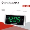 HANNLOMAX HX-148CR Alarm Clock Radio, PLL FM Radio, Dual Alarm, 1.4" Green LED Display, USB Port for 2.1A Charging, AC Power Only.