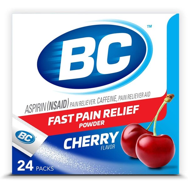 BC Powder Pain Reliever, Cherry Flavor Aspirin Dissolve Packs, 24 Count Powder Packets