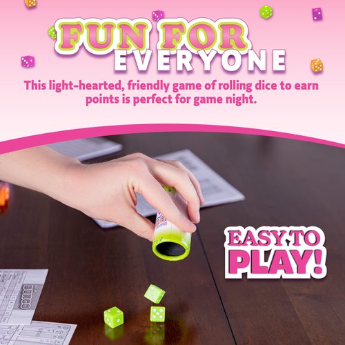 Continuum Games Box of Bunco Game Kit Party Box for Ladies Night 2-12 Players 3 Sets of Bunco Dice, Bell, and Score Pad for Game Night