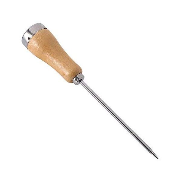 Stainless Steel Ice Pick Punch Kitchen Tool Wooden Handle Metal Cover