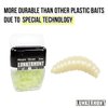 LUNKERHUNT Wax Worm Fishing Bait Jar with Unique Attractant | Durable Wax Worms for Fishing Bass, Fishing Lures Trout and Pike (Glow)