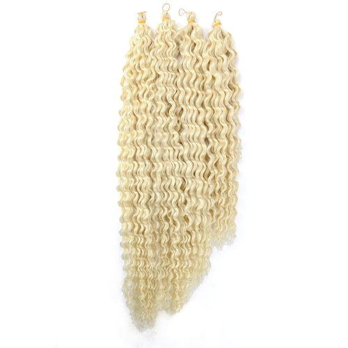 BAESITTE Crochet Hair Water Wave Bundles Synthetic Hair Water Wave Crochet Hair 4 Bundles (20 24 28 34Inch) Curly Crochet for Black Women Hair Extensions #613 Blonde Color 390g