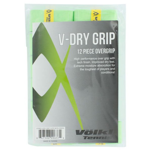 V-Dry Grip | Overgrip | High Performance Tennis Grip (Neon Green, 12 Pack)