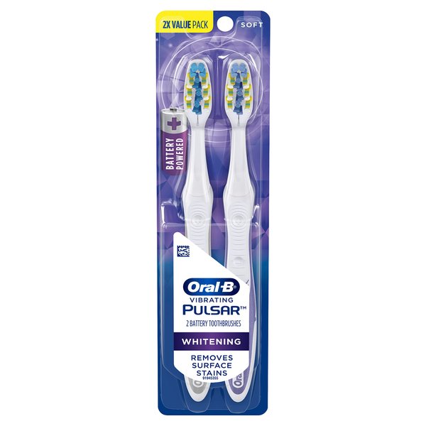 Oral-B Pulsar 3D White Advanced Vivid Soft Toothbrush Twin Pack (Color may vary)