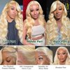 LEOSA 613 HD Lace Frontal Wig Blonde Body Wave 13x4 Lace Front Wigs for Black Women Long Yellow Blonde Pre Plucked Glueless Wigs Synthetic Golden Womens Lace Long Haired Wig