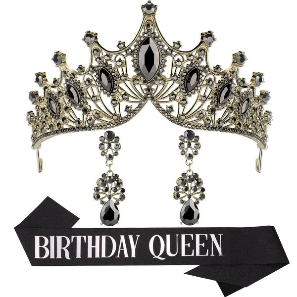 princess tiara，birthday princess black crown for women，prom queen sash and tiara set， gothic tiaras，belle girl aurora crowns， princess crown adult woman，swan crown，homecoming corona for girls