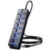 USB 3.0 Hub, PANPEO 7-Port USB Data Hub Splitter with 3ft Long Cable USB Extension for Laptop,PC Computer,Surface Pro, PS4/5, Flash Drive, Mobile HDD - with LED Individual On/Off