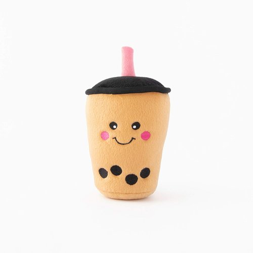 ZippyPaws NomNomz Plush Dog Toy, Stuffed Toy with Round Squeakers and Crinkles, Cute Food Character, Boba Milk Tea