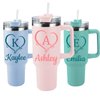 Elemtansy Personalized 40 Oz Tumbler with Handle and Straw, Custom Insulated Stainless Steel Tumbler with Name Travel Coffee Mug Birthday Gifts for Women Men