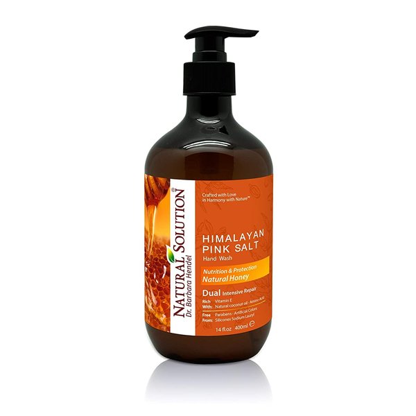 Natural Solution Himalayan Pink Salt Liquid Hand Soap,Nutrition & Protection,Natural Honey - 14 oz (8647A)