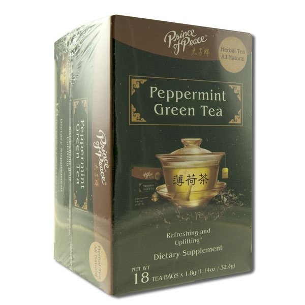 Prince of Peace Peppermint Green Tea, 18 Tea Bags – Herbal Tea Bags – Prince of Peace Tea – Peppermint Green Tea Bags – Support Digestion with Peppermint
