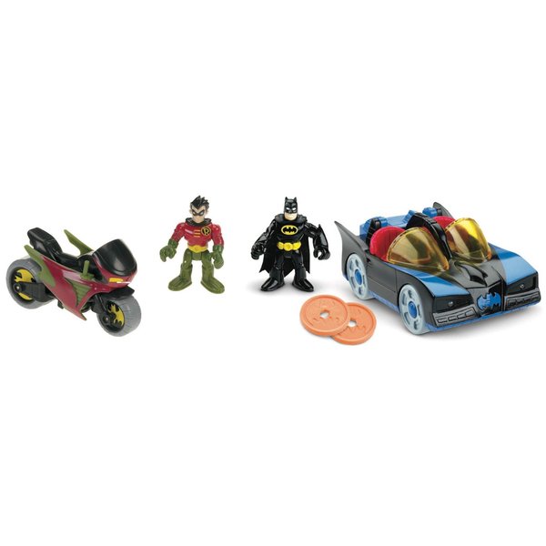 Fisher-Price Imaginext DC Super Friends Preschool Toy Batman Batmobile & Cycle Vehicle Set, 2 Figures, for Pretend Play Kids Ages 3+ Years