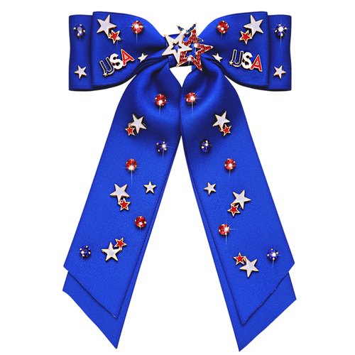 4th of July Bows for Women Blue Hair Bows Fourth Of July Hair Accessories Outfits American Flag Star USA Patriotic Bow Clips 4th of July Hair Accessoriers Gifts Party Favors (Blue 2)