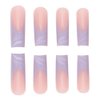 BAOYAALIN Long Square Press on Nails French Fake Glue on Nails with Blue Marble Design for Women Girls Full Cover Artificial Acrylic False Stick on Nail for Daily Wear Wedding 24Pcs
