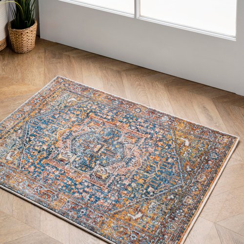 nuLOOM Harriet Vintage Medallion Fringe Area Rug - 2x3 Accent Rug Traditional Rust/Multicolor Rugs for Living Room Bedroom Dining Room Entryway Kitchen