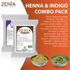 Zenia 100% Pure Indigo Powder and Henna Powder Hair Color Combo Kit | for Coloring Hair and Beard Black | 100 Grams Each | All Natural, Chemical Free, PPD-free, Ammonia-free