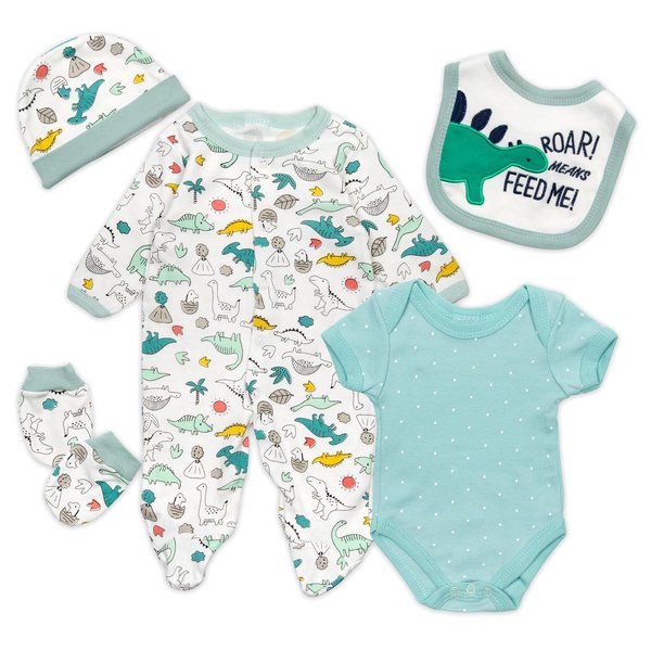 Reborn Baby Doll Clothes for 20-24 Inches Reborn Dolls Cute Dinosaur Pattern Big Size Doll Clothing 5 Pieces of Pack